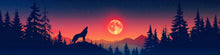 Load image into Gallery viewer, Wolf Moon Sunset Car Wrap | Forest Silhouette Vinyl | Wildlife Night Scene Vehicle Wrap | Nature Adventure Design | Outdoor Landscape Wrap