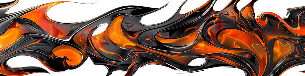 Abstract Flame Car Wrap | Fiery Liquid Swirl Vinyl Design | Aggressive Racing Style Vehicle Wrap | Red Orange Black Motion Art Wrap
