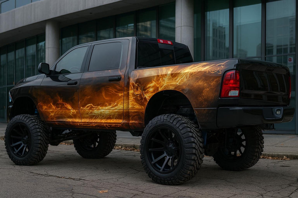 Inferno Skull Flame Car Wrap | Fiery Smoke Vinyl Design | Aggressive Hot Rod Style Vehicle Wrap | Molten Heat Abstract Car Vinyl