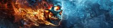 Load image into Gallery viewer, Fire and Ice Skull Car Wrap | Dual Flame &amp; Frost Vinyl Design | Blue Red Abstract Vehicle Wrap | Molten Heat vs Cold Energy Car Wrap