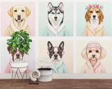 Load image into Gallery viewer, Dog Grooming salon Wallpaper Spa dog Peel and Stick Dog room Wallpaper Nursery Self Adhesive Dog Animal nursery decor Mural 960RS