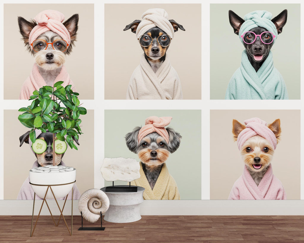 Dog Grooming salon Wallpaper Spa dog Peel and Stick Dog room Wallpaper Nursery Self Adhesive Dog Animal nursery decor Mural 961RS