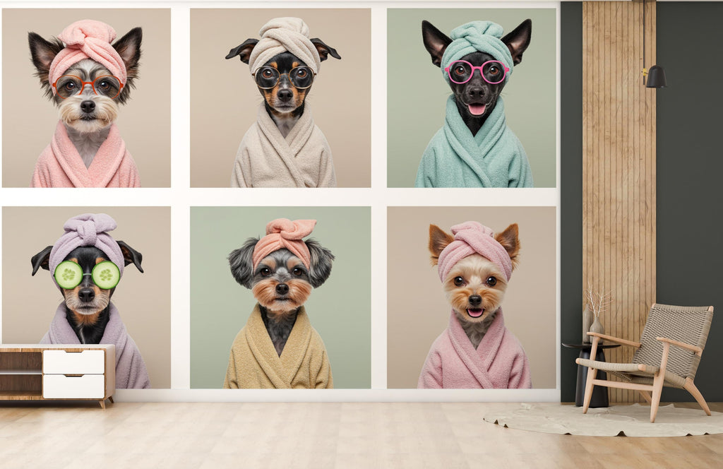 Dog Grooming salon Wallpaper Spa dog Peel and Stick Dog room Wallpaper Nursery Self Adhesive Dog Animal nursery decor Mural 961RS