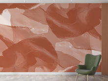 Load image into Gallery viewer, Modern Abstract Brush Stroke Wallpaper – Monochrome with Terracotta Accent | Painterly Texture, Minimalist Mural Trending Etsy Decor 980RS