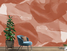 Load image into Gallery viewer, Modern Abstract Brush Stroke Wallpaper – Monochrome with Terracotta Accent | Painterly Texture, Minimalist Mural Trending Etsy Decor 980RS