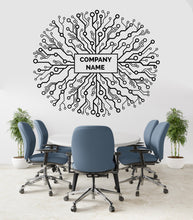 Load image into Gallery viewer, Custom Company Logo Wall Decal, Tech Circuit Wall Art with Business Name, Office Wall Decor, Startup Office Branding Wall Sticker 689LU