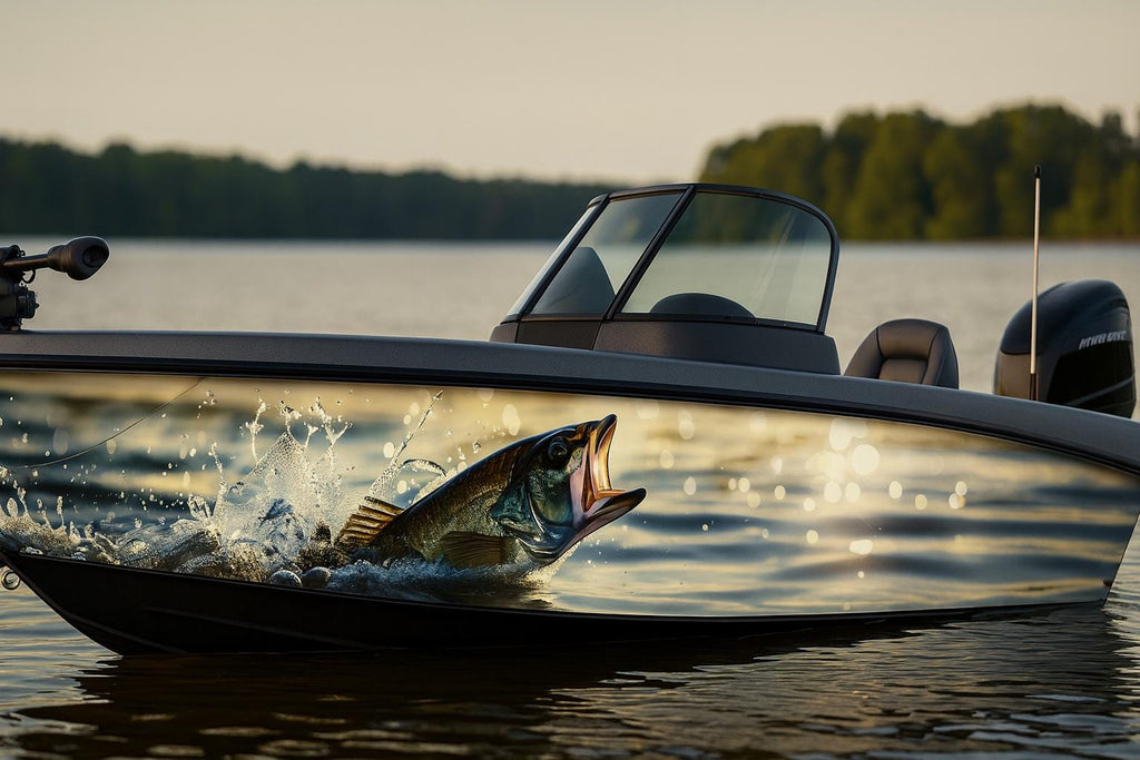 Bass Fishing Boat Wrap – Realistic Full-Color Marine Vinyl Design for Fishing Boats, Bass Boats & Sport Boats | Custom Angler Boat Wrap