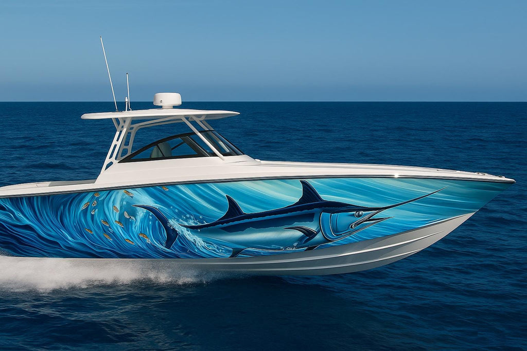 Sailfish Boat Wrap – Realistic Ocean Marine Vinyl Design for Fishing Boats, Sport Boats & Offshore Racers | Custom Deep Sea Boat Wrap