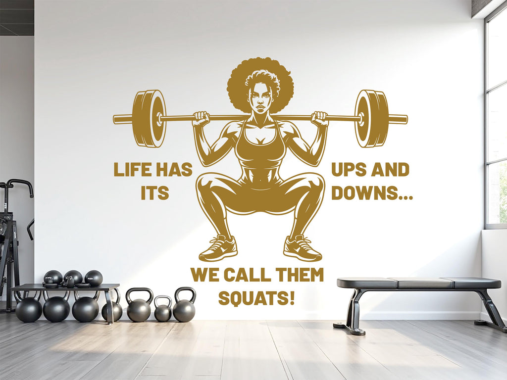 Squat Girl Gym Wall Decal Girl Power fitness Quote Decor Workout Art Vinyl Gym Wall Stickers Bedroom Gym Workout Girl Cross fit 962RS