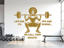 Load image into Gallery viewer, Squat Girl Gym Wall Decal Girl Power fitness Quote Decor Workout Art Vinyl Gym Wall Stickers Bedroom Gym Workout Girl Cross fit 962RS