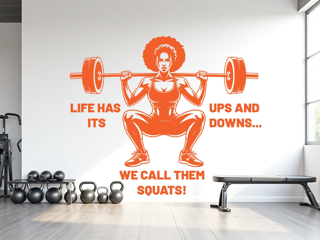 Squat Girl Gym Wall Decal Girl Power fitness Quote Decor Workout Art Vinyl Gym Wall Stickers Bedroom Gym Workout Girl Cross fit 962RS