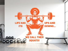 Load image into Gallery viewer, Squat Girl Gym Wall Decal Girl Power fitness Quote Decor Workout Art Vinyl Gym Wall Stickers Bedroom Gym Workout Girl Cross fit 962RS