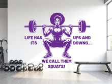 Load image into Gallery viewer, Squat Girl Gym Wall Decal Girl Power fitness Quote Decor Workout Art Vinyl Gym Wall Stickers Bedroom Gym Workout Girl Cross fit 962RS