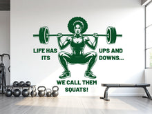 Load image into Gallery viewer, Squat Girl Gym Wall Decal Girl Power fitness Quote Decor Workout Art Vinyl Gym Wall Stickers Bedroom Gym Workout Girl Cross fit 962RS