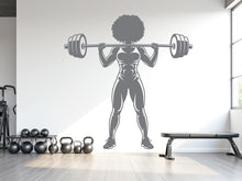 Load image into Gallery viewer, Afro Woman Gym Wall Decal, Fitness Quote Vinyl Sticker 963RS