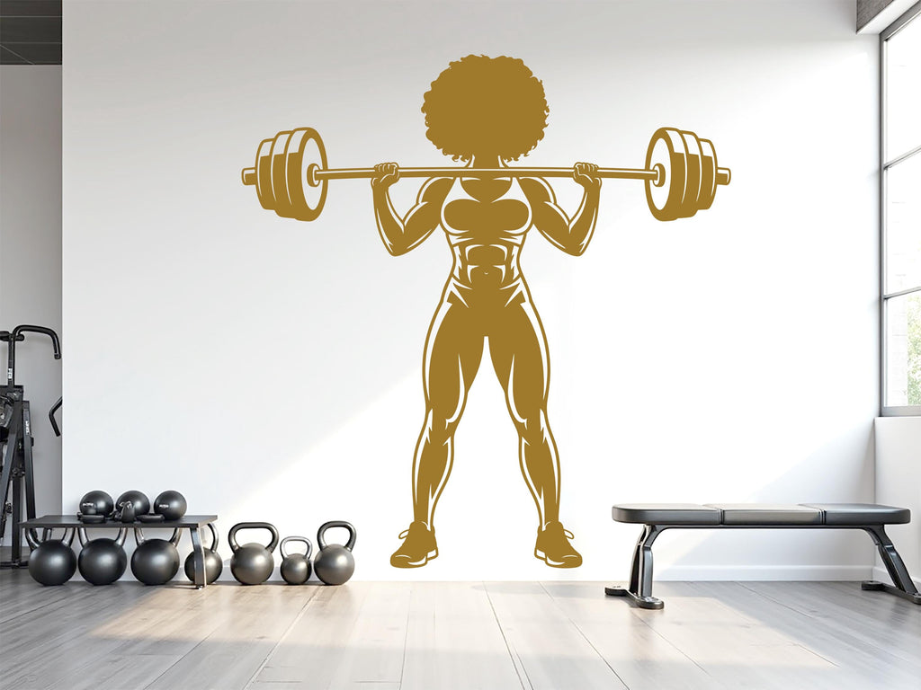 Afro Woman Gym Wall Decal, Fitness Quote Vinyl Sticker 963RS