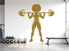 Load image into Gallery viewer, Afro Woman Gym Wall Decal, Fitness Quote Vinyl Sticker 963RS