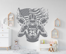 Load image into Gallery viewer, Large Custom Name American Football wall decal Sport Wall Decal Kids Decal Personalized Gifts wall Vinyl Wall Sticker Boy Room 981RS