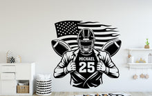 Load image into Gallery viewer, Custom Name American Football Wall Decal, Custom name Football Wall sticker, Personalized gift Football wall art Kids room Decal 172DE