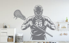 Load image into Gallery viewer, Custom Name Lacrosse Wall Decal, Kids Room Decor