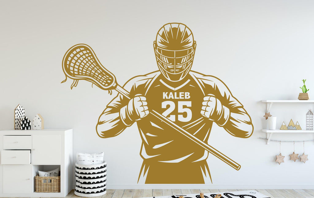 Custom Name Lacrosse Wall Decal, Kids Room Decor