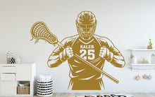 Load image into Gallery viewer, Custom Name Lacrosse Wall Decal, Kids Room Decor