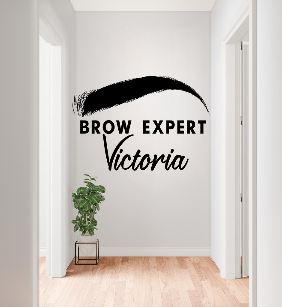 Brow Expert Wall Decal Beauty Salon Gifts Wall Decor Lashes Stickers SPA Women Make up Unique Gift 982RS