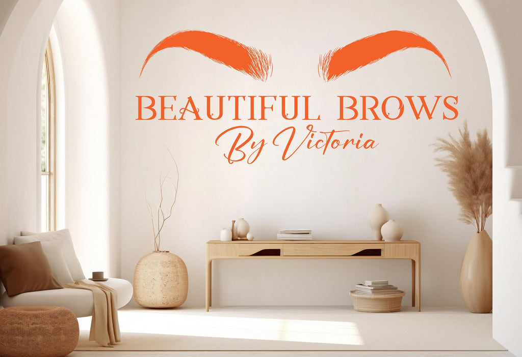 Beautiful Brows Wall Decal Beauty Salon Gifts Wall Decor Lashes Stickers SPA Women Make up Unique Gift 984RS