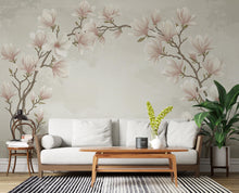 Load image into Gallery viewer, Elegant Magnolia Tree Wall Mural – Hand-Painted Watercolor Blossoms | Romantic Floral Wallpaper 988RS