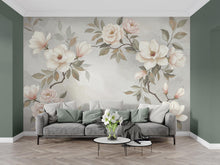 Load image into Gallery viewer, Magnolia Wallpaper Wall Mural – Hand-Painted Watercolor Blossoms | Romantic Floral Wallpaper 989RS