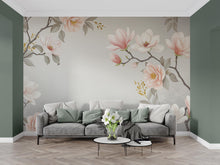 Load image into Gallery viewer, Magnolia Wallpaper Wall Mural – Hand-Painted Watercolor Blossoms | Romantic Floral Wallpaper 990RS