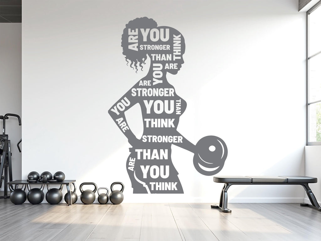 You Are Stronger Than you Think Gym Wall Decal Afro Girl Power fitness Quote Decor Workout Art Vinyl Stickers Workout Girl Home gym 966RS