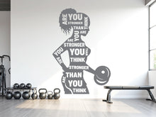 Load image into Gallery viewer, You Are Stronger Than you Think Gym Wall Decal Afro Girl Power fitness Quote Decor Workout Art Vinyl Stickers Workout Girl Home gym 966RS