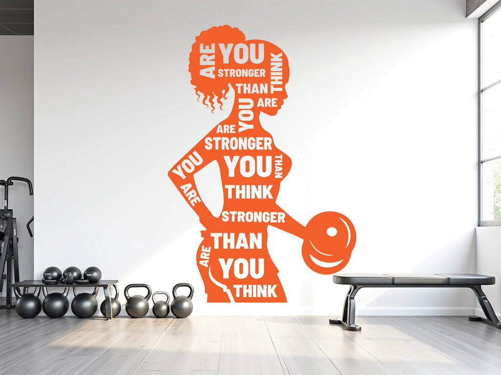 You Are Stronger Than you Think Gym Wall Decal Afro Girl Power fitness Quote Decor Workout Art Vinyl Stickers Workout Girl Home gym 966RS