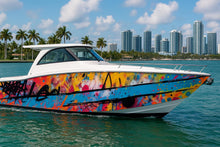 Load image into Gallery viewer, Urban Splash Graffiti Boat Wrap – Street Art Vinyl Wrap – Marine Grade Boat Decal – Custom Full Side Wrap – Colorful Abstract Art Design