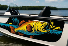 Load image into Gallery viewer, Bold Bass Boat Wrap – Vibrant Full-Color Fishing Vinyl Design for Bass Boats, Lake Boats &amp; Sport Cruisers | Custom Marine Graphic Boat Wrap
