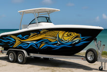 Load image into Gallery viewer, Golden Tarpon Boat Wrap – Striking Full-Color Marine Vinyl Design for Sport Boats, Fishing Boats &amp; Offshore Cruisers | Custom Tarpon Boat