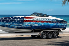 Load image into Gallery viewer, Stars and Stripes Boat Wrap – American Flag Marine Vinyl for Speed Boats, Cigarette Boats &amp; Offshore Cruisers | Patriotic USA Boat Wrap