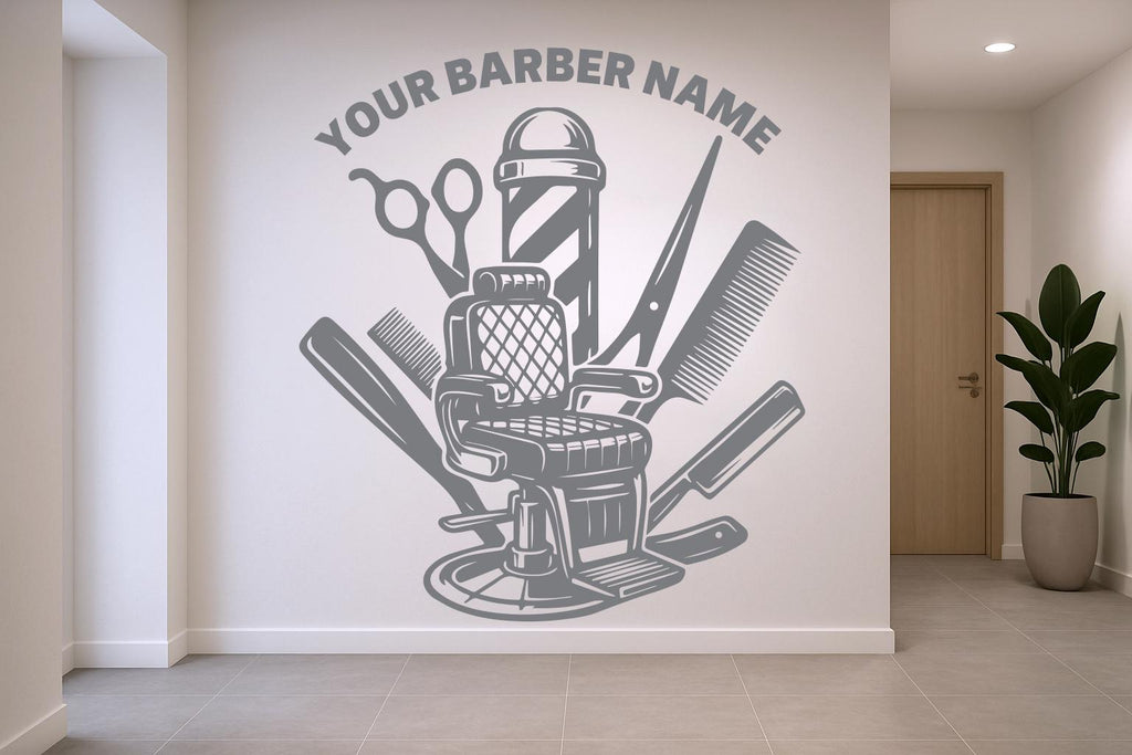 Barber Wall Decal, Barber Wall Decal, Barbershop Wall Decor, Custom Decals Razor Wall Art 967RS
