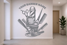Load image into Gallery viewer, Barber Wall Decal, Barber Wall Decal, Barbershop Wall Decor, Custom Decals Razor Wall Art 967RS