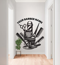 Load image into Gallery viewer, Barber Wall Decal, Barber Wall Decal, Barbershop Wall Decor, Custom Decals Razor Wall Art 967RS