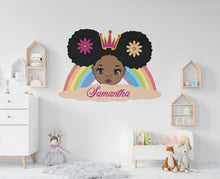 Load image into Gallery viewer, Peek a boo Little Afro Girl custom name Wall Decal Rainbow Beautiful Girl Beauty African Blessed Room Gifts Her Vinyl Art Stickers 968RS