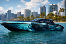 Load image into Gallery viewer, Aqua Siren Boat Wrap – Teal Ocean Goddess Vinyl Wrap – Marine Grade Full Side Boat Decal – Underwater Fantasy Design – Custom High-Gloss