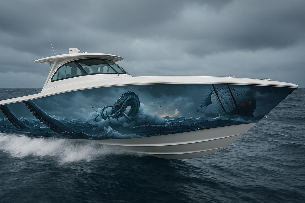 Leviathan Boat Wrap – Giant Sea Monster Marine Vinyl for Offshore Boats, Cruisers & Sport Fishing Vessels | Deep Sea Creature Boat Graphics