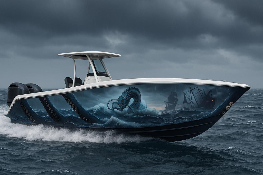 Leviathan Boat Wrap – Giant Sea Monster Marine Vinyl for Offshore Boats, Cruisers & Sport Fishing Vessels | Deep Sea Creature Boat Graphics