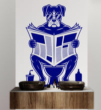 Load image into Gallery viewer, Boxer reading newspaper wall decal Dog decor Dog kids Dog wall art Decal Dog Lover Animals Dog Wall Bathroom Wall Decals Stickers 153DE