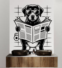 Load image into Gallery viewer, Labrador reading newspaper wall decal Bathroom Dog decor Dog wall art Decal Dog Lover Animals Dog Wall Bathroom Wall Decals Stickers 154DE