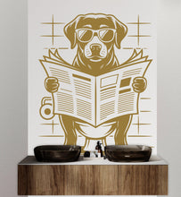 Load image into Gallery viewer, Labrador reading newspaper wall decal Bathroom Dog decor Dog wall art Decal Dog Lover Animals Dog Wall Bathroom Wall Decals Stickers 154DE