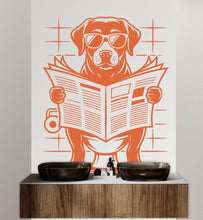 Load image into Gallery viewer, Labrador reading newspaper wall decal Bathroom Dog decor Dog wall art Decal Dog Lover Animals Dog Wall Bathroom Wall Decals Stickers 154DE