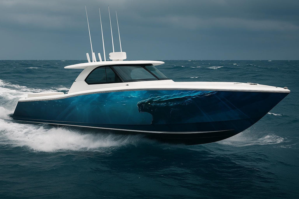 Abyss Predator Boat Wrap – Deep Sea Creature Marine Vinyl for Sport Boats, Cruisers & Offshore Fishing | Underwater Monster Boat Graphics